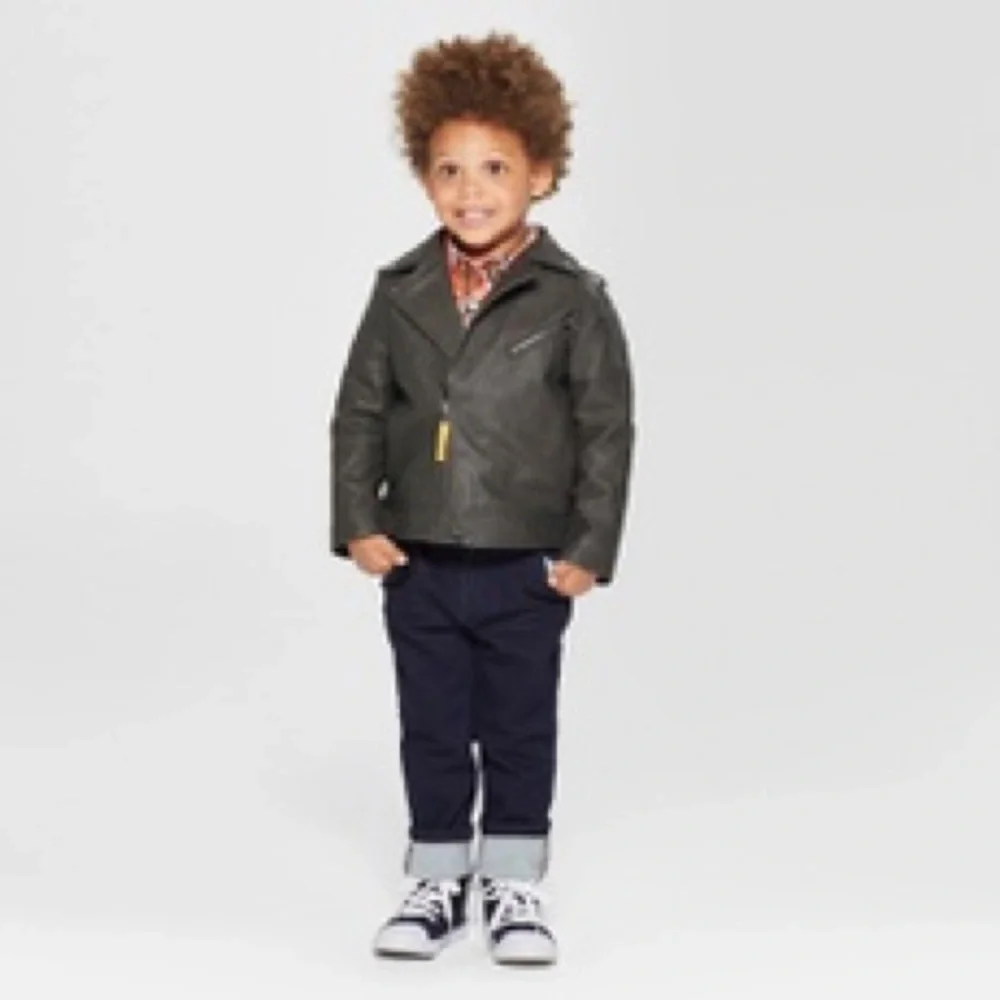 Genuine Kids Black Toddler Moto Jacket Asymmetrical Zip Size 2T